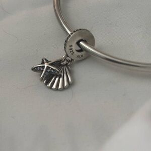 Pandora sterling silver Seahorse ,Starfish and Shell Charms (2)